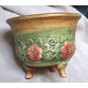Vintage Weller Flemish Roses Footed Bowl or Flowerpot